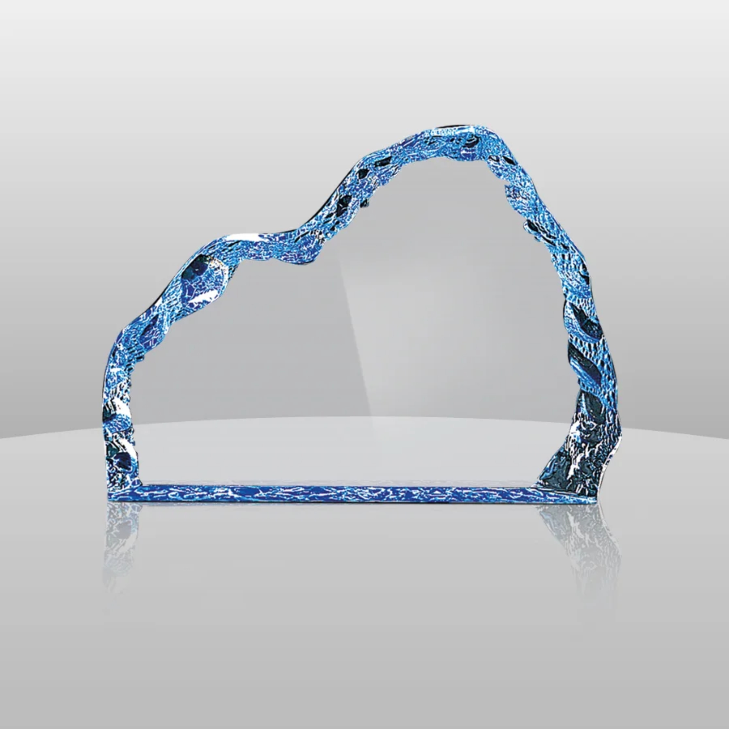 blue iceberg acrylic award with jagged design