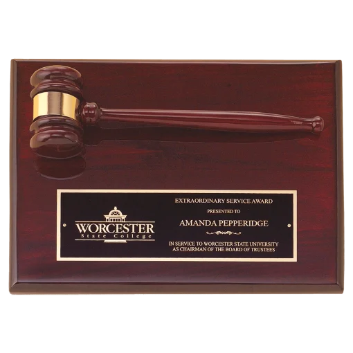 Rosewood Piano Finish Gavel Plaque