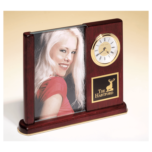 Rosewood Clock with Picture Frame