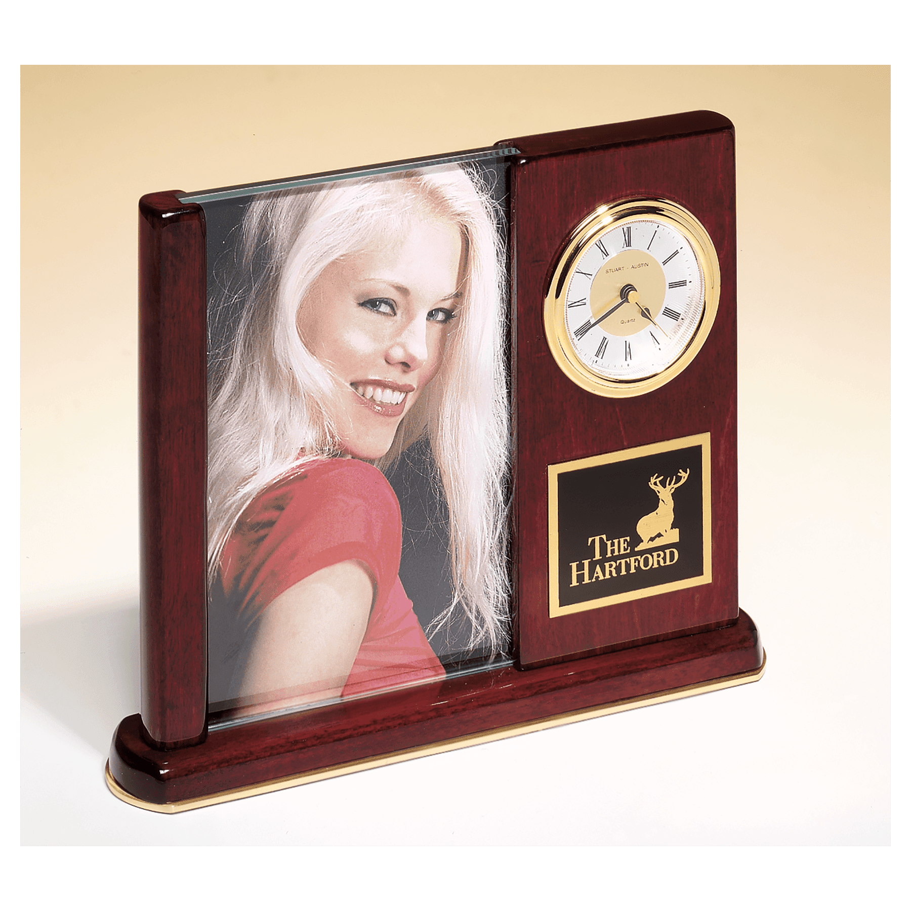 Rosewood Clock with Picture Frame