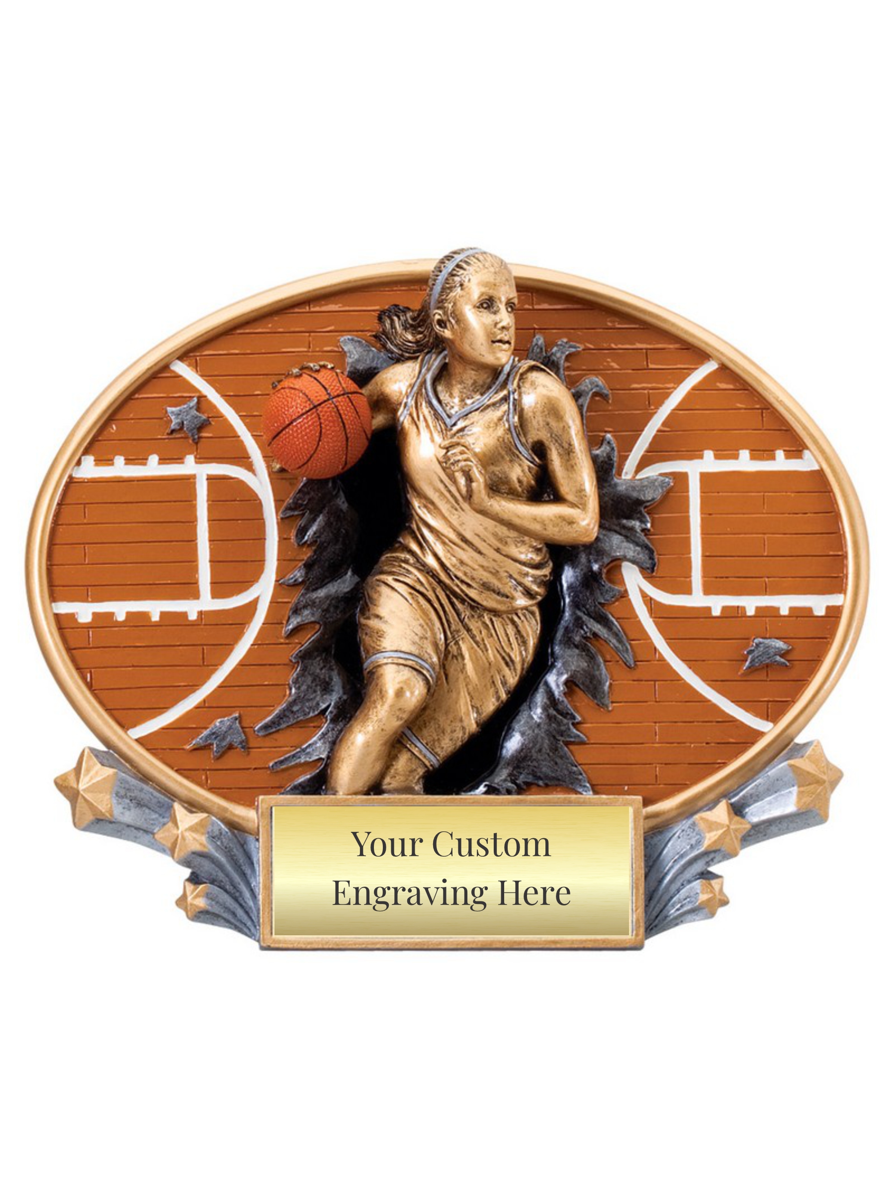 Color Basketball Oval Plaque F