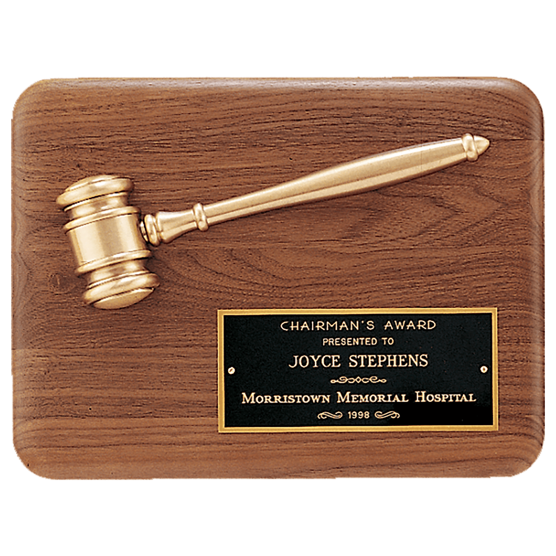 Walnut Plaque with Gold Gavel