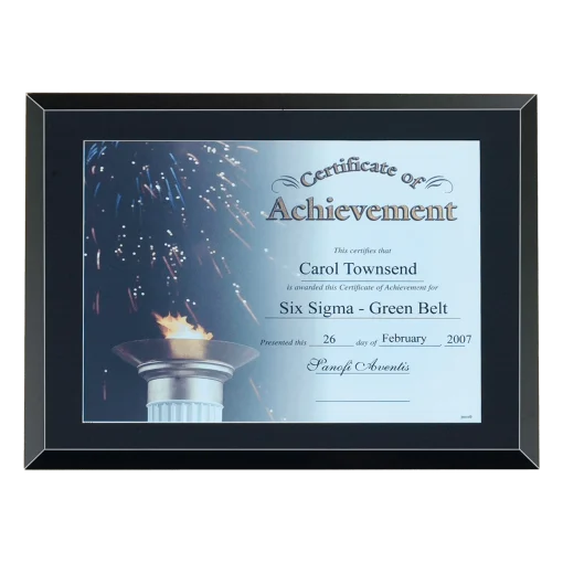 Black Glass Certificate Plaque