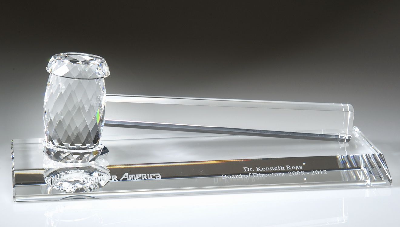 crystal gavel with base