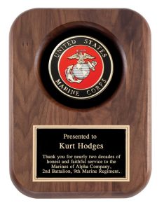 Walnut Marine Corps Plaque