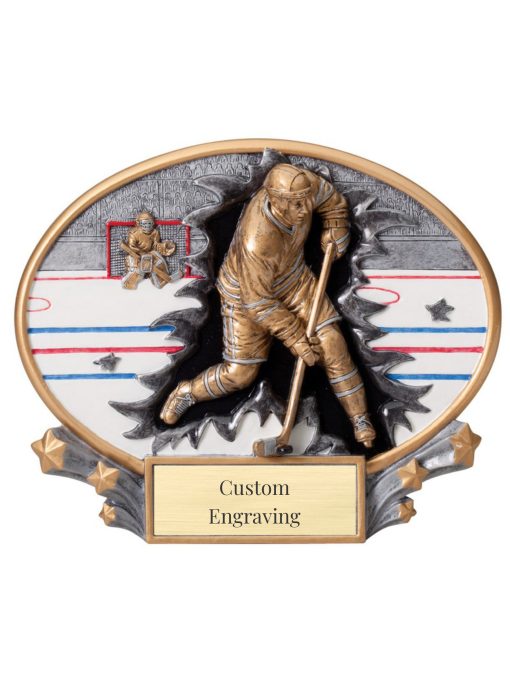 Color Hockey Oval Plaque