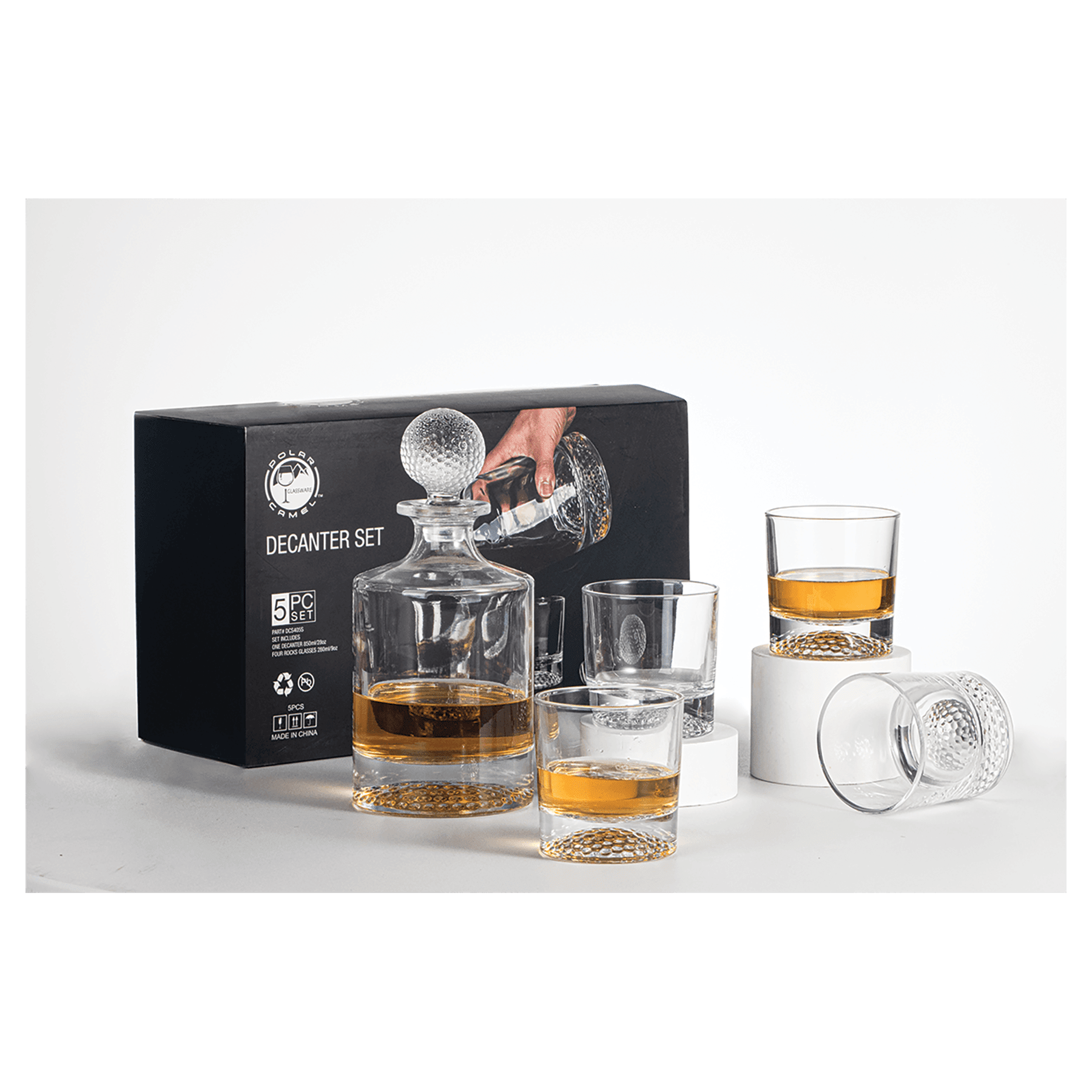 Round Golf Glass Decanter Set