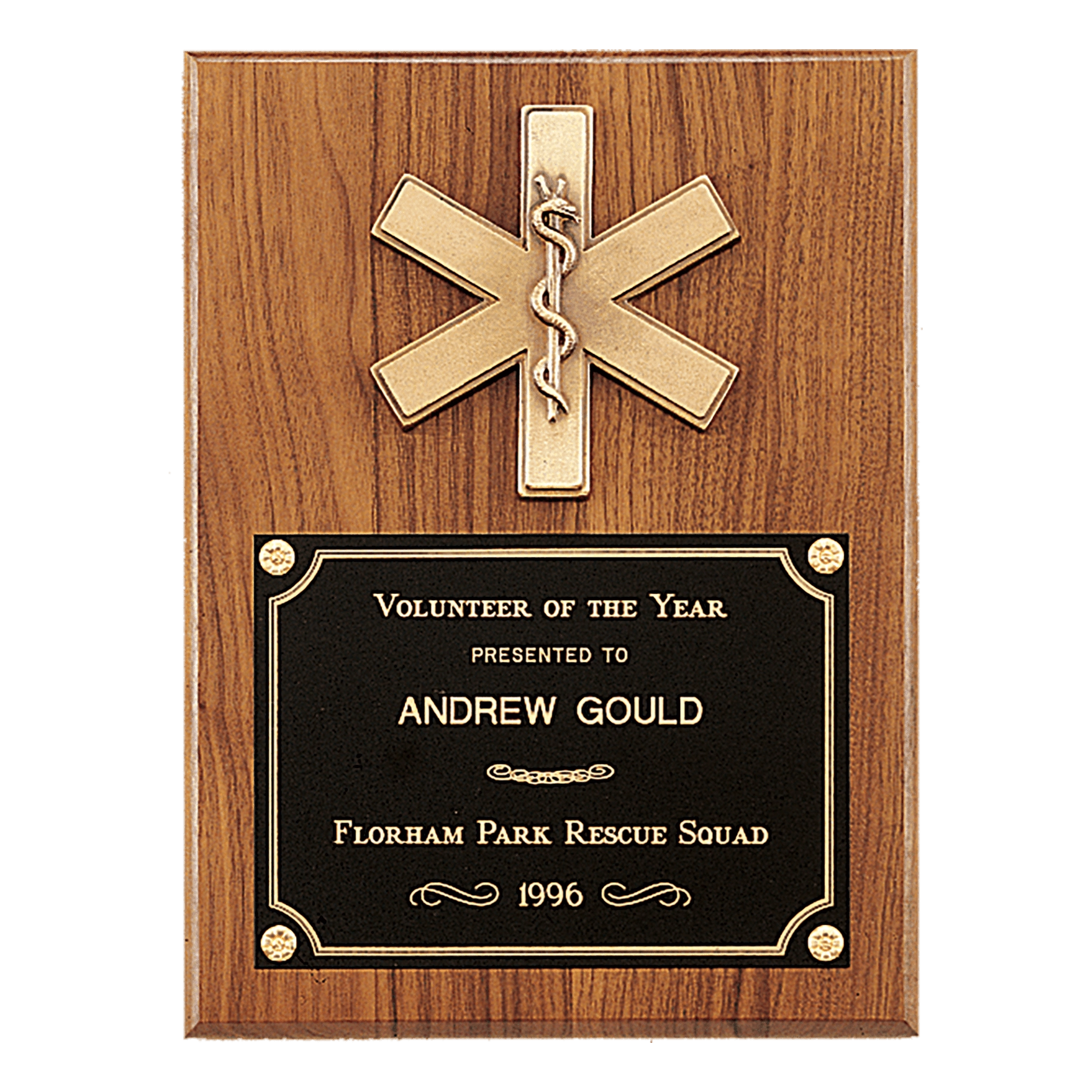 Gold EMT Star of Life Plaque