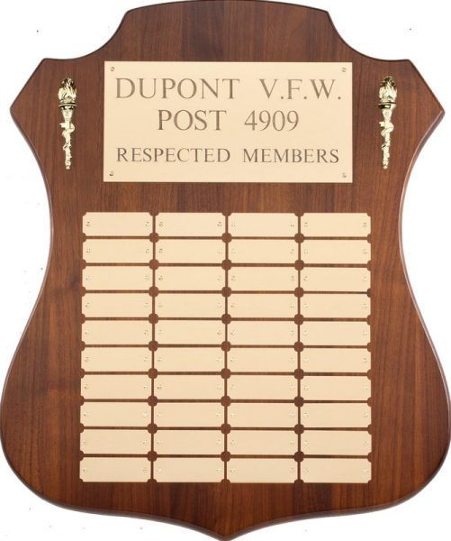 Walnut Shield Perpetual Plaque