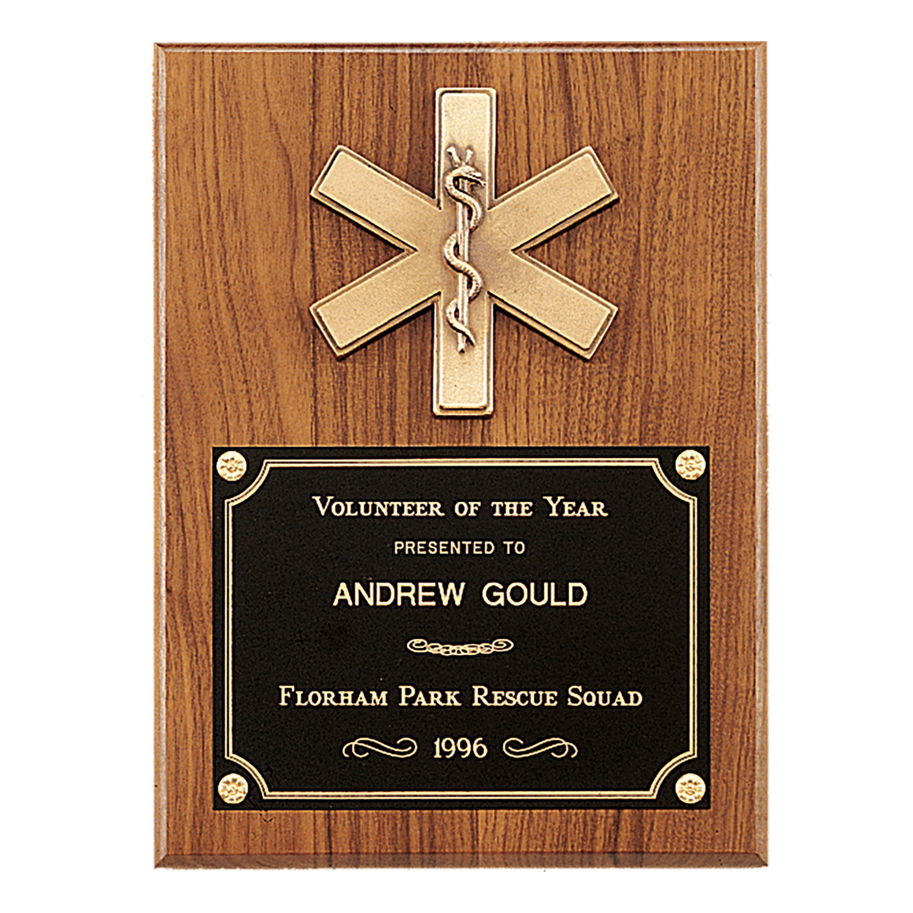 Gold EMT Star of Life Plaque