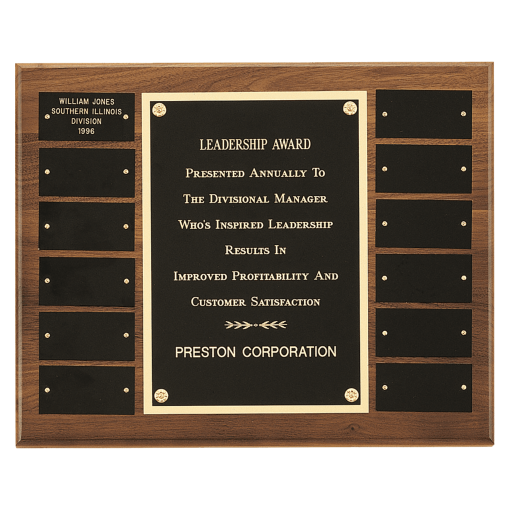 Walnut 12 Plate Leadership Perpetual Plaque