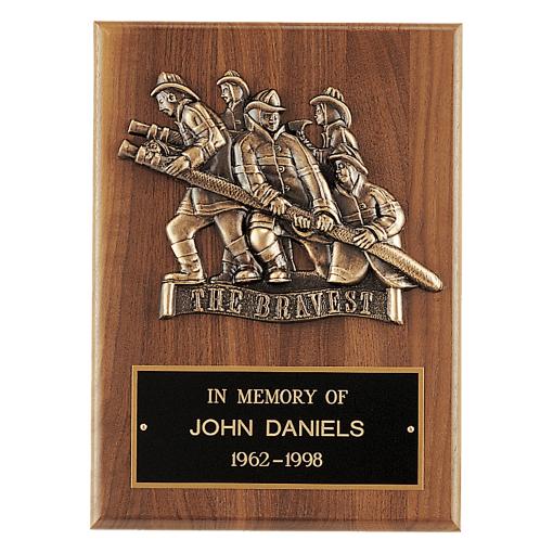 Bronze Cast "The Bravest" Firemen Plaque