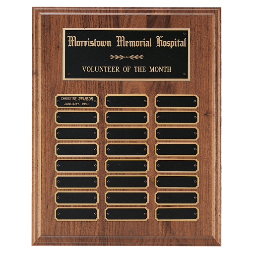 Walnut Step-Edge 24 Plate Perpetual Plaque