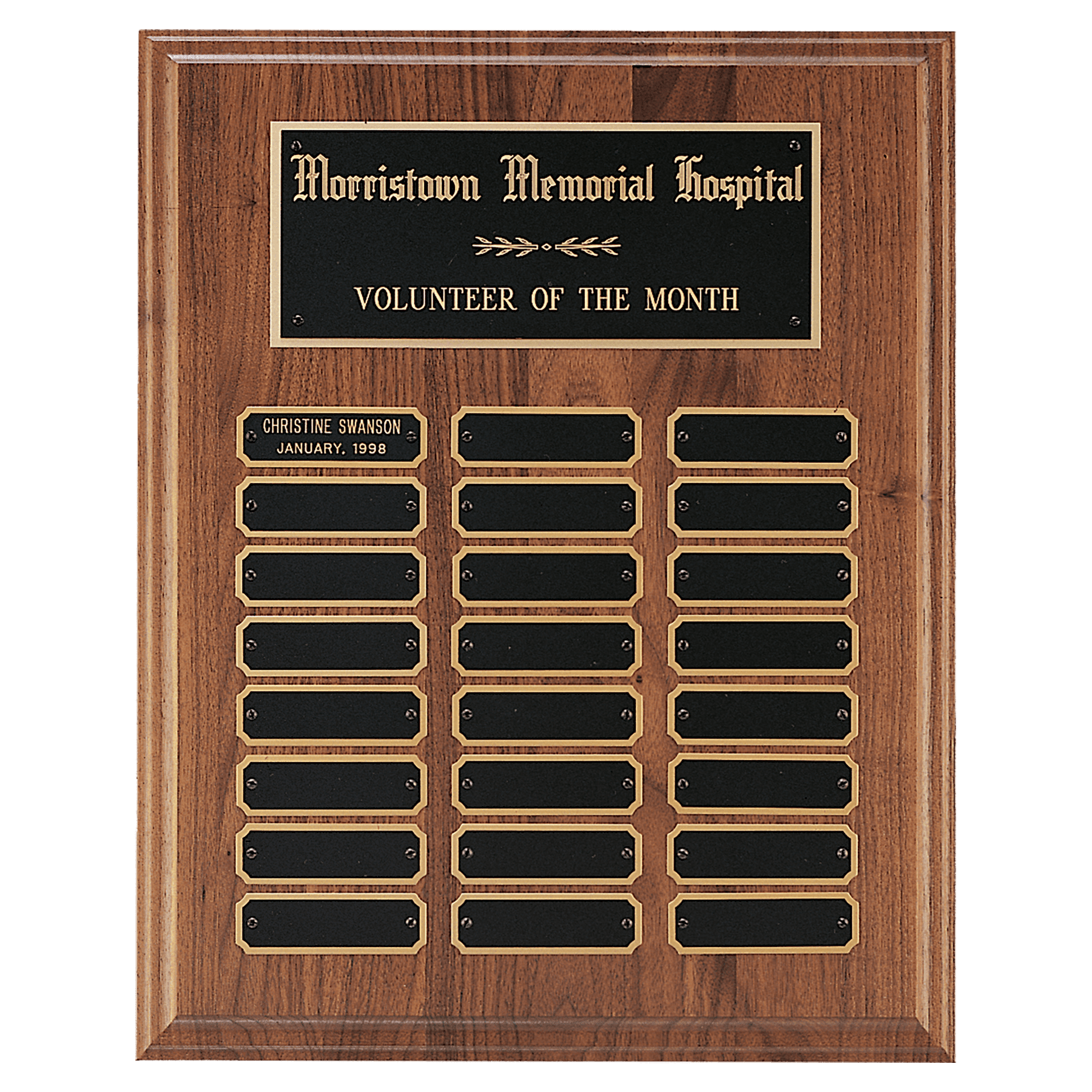 Walnut Step-Edge 24 Plate Perpetual Plaque