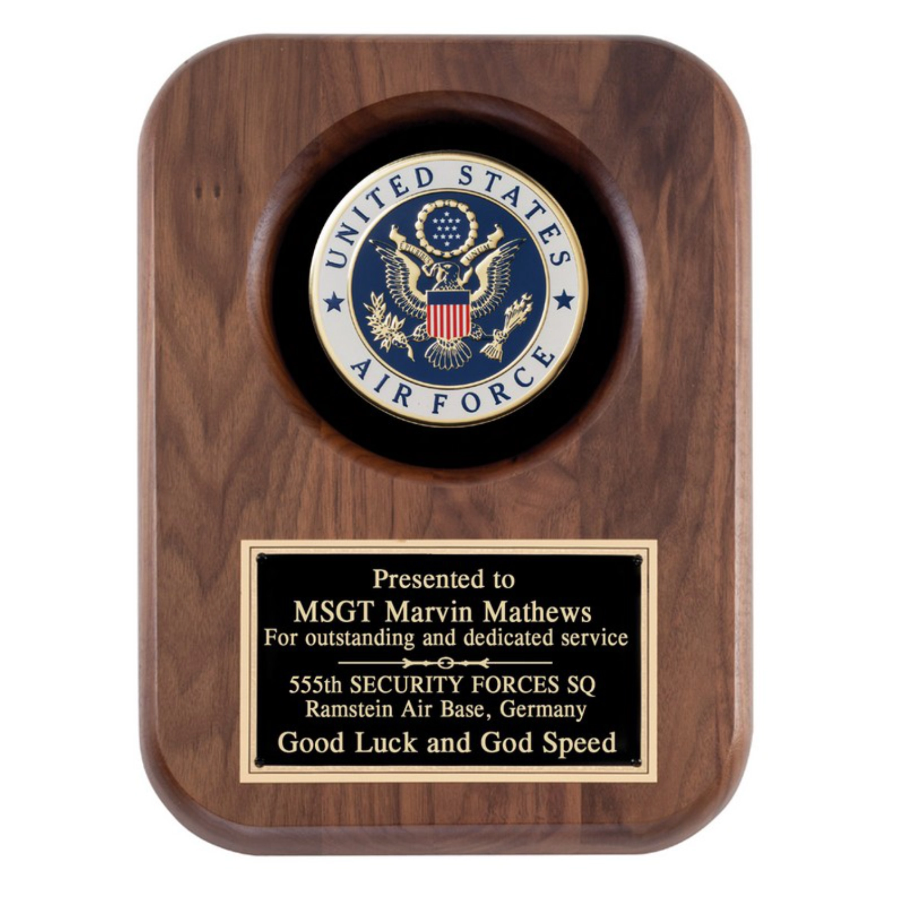 Walnut Air Force Plaque