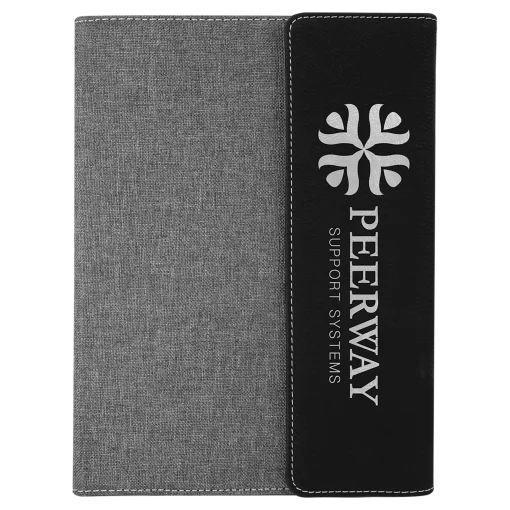 Black Gray Leatherette Canvas Portfolio