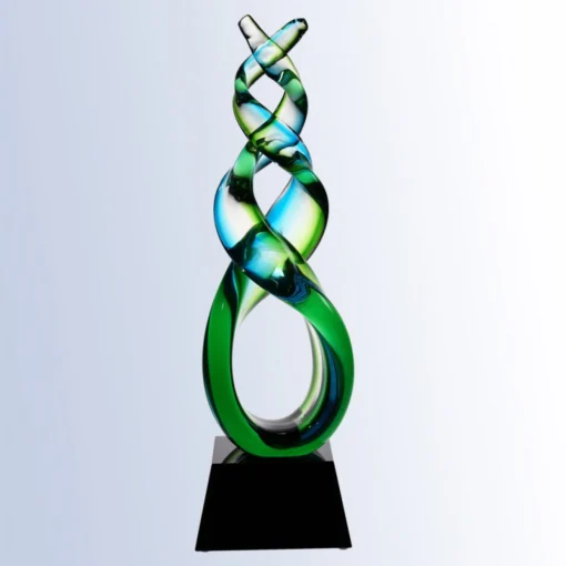 Green Double Helix Glass Award