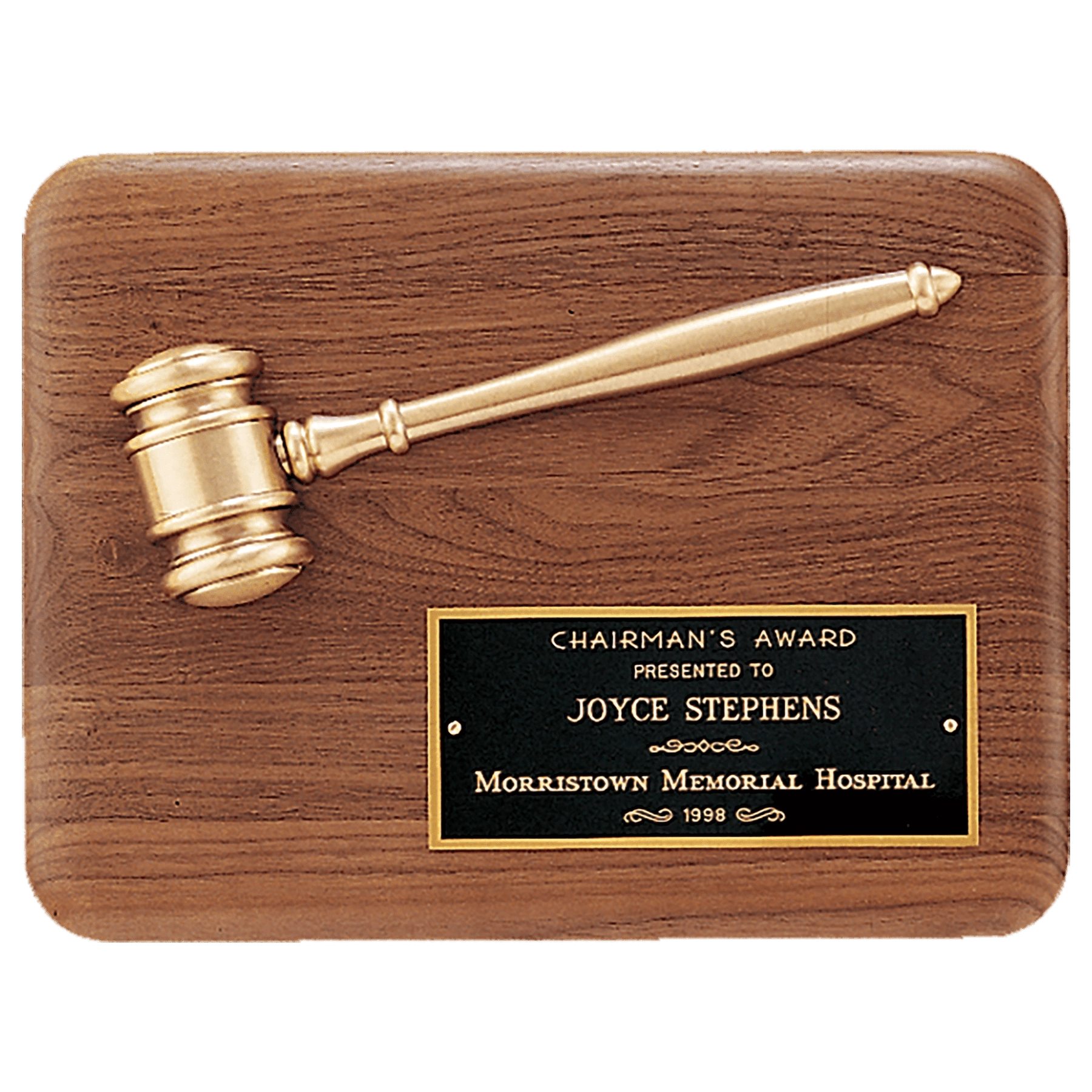 Walnut Plaque with Gold Gavel