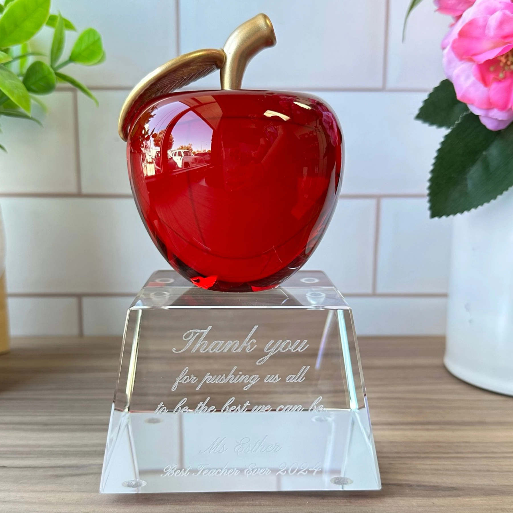 Crystal Red Apple Trophy