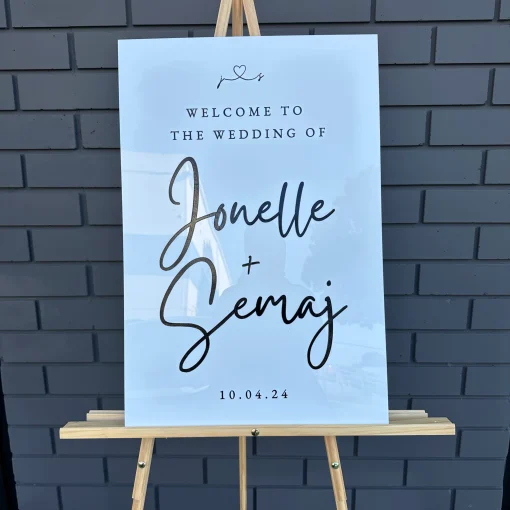 Engraved Acrylic Wedding Welcome Sign