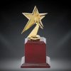 gold star on rosewood base